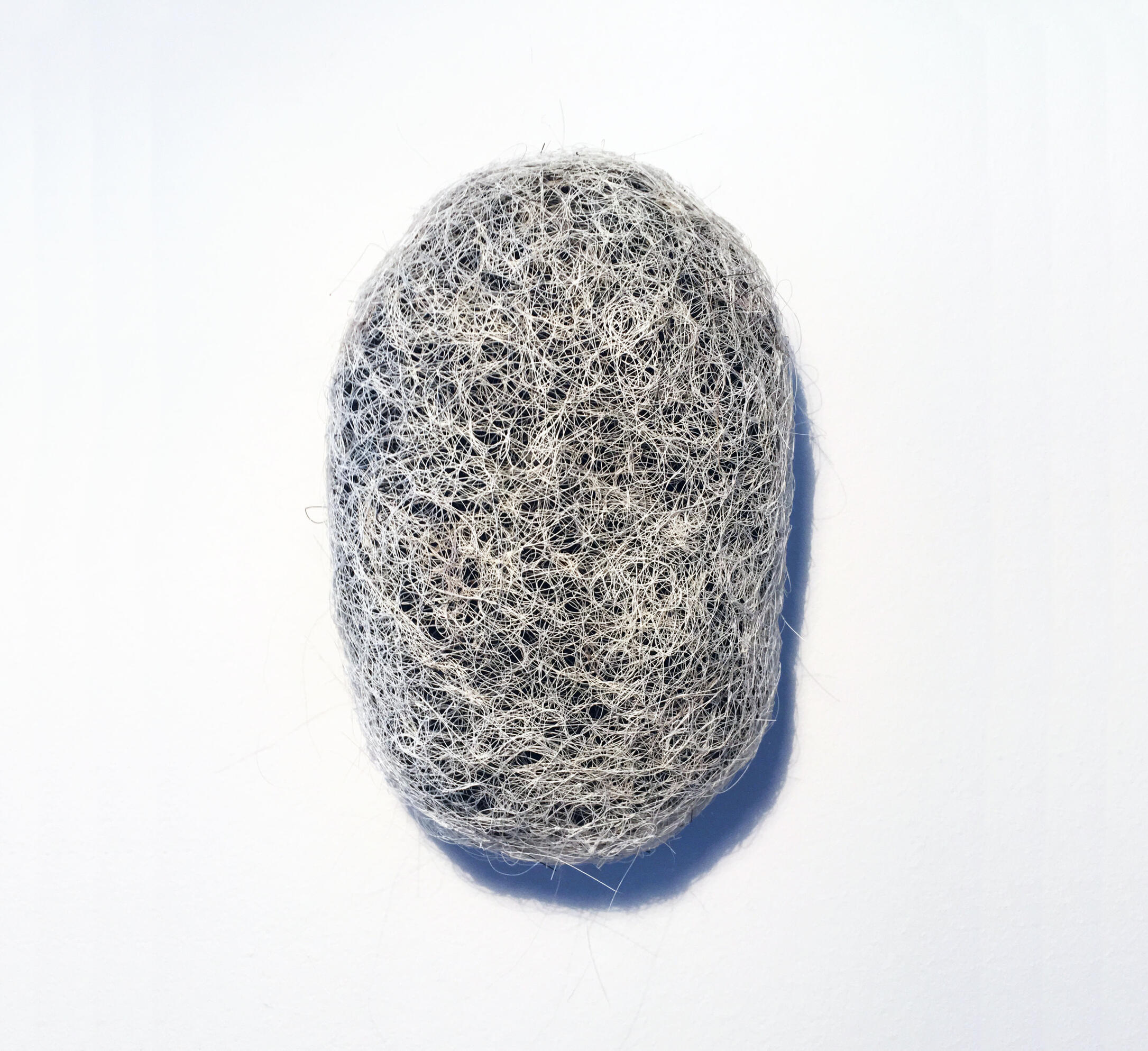 Pillow, 2017, crocheted and stitched horsehair